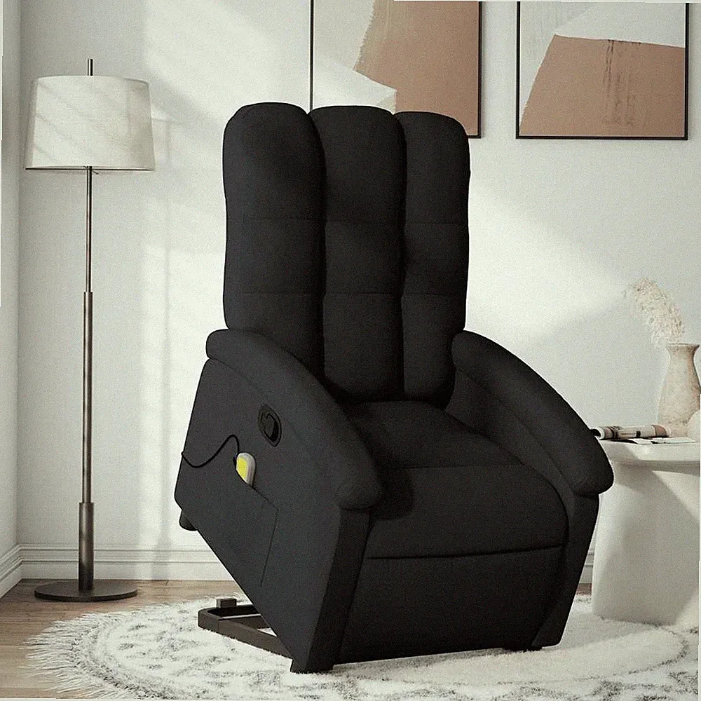 VidaXL Massagesessel Mit Aufstehhilfe Schwarz Stoff