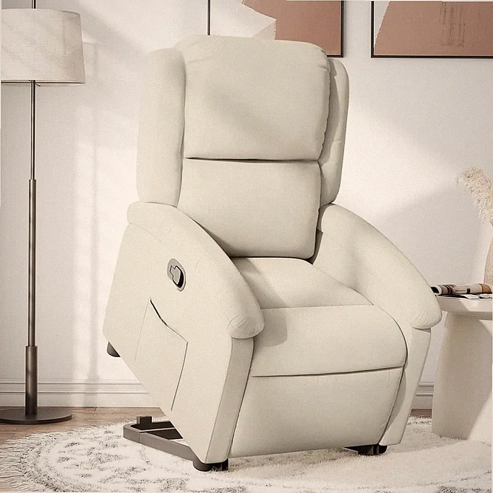 vidaXL Relaxsessel mit Aufstehhilfe, cremefarbener Samt