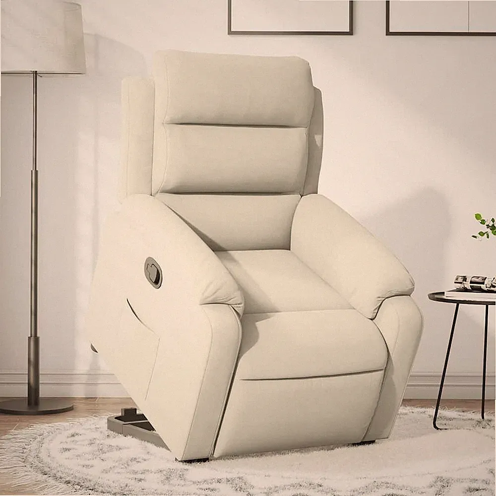 vidaXL Relaxsessel mit Aufstehhilfe, cremefarbener Samt