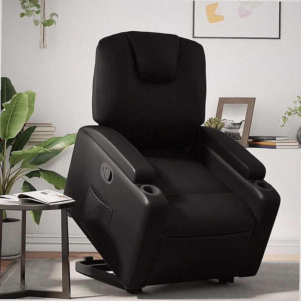 vidaXL Relaxsessel mit Aufstehhilfe Schwarz Kunstleder
