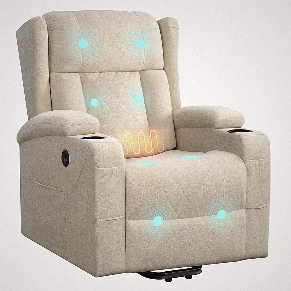 WOLTU Massagesessel mit Aufstehhilfe Liegefunktion Heizfunktion Relaxsessel DE